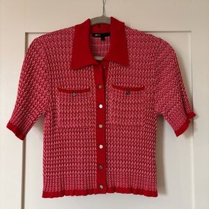 Maje short sleeve button down cardigan sweater